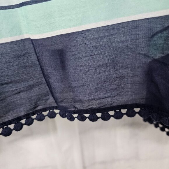 Talbots Blue Green Peasant Blouse Silk Blend Boho Festival Retro L - Picture 4 of 10